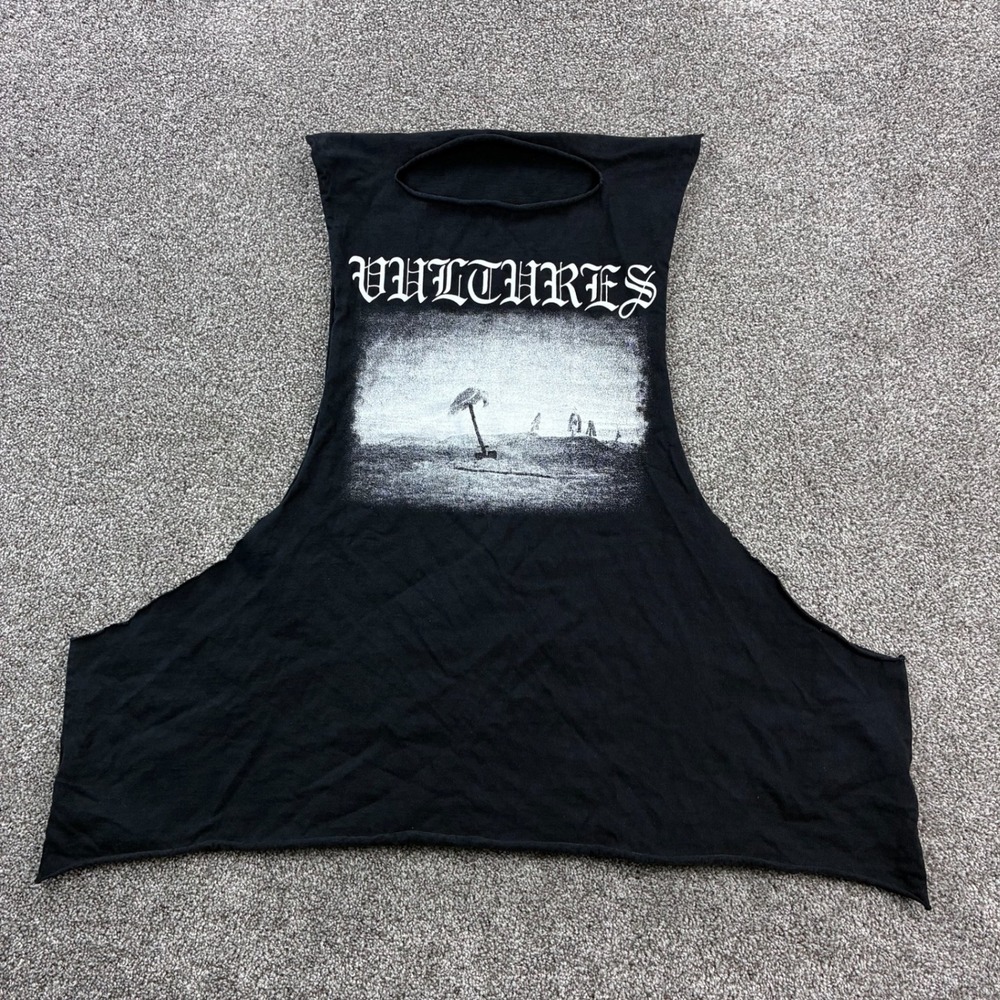 Kanye West Vultures Shirt‎ Mens XL Black Sleeveless Cut Rap Hip Hop Song Titles